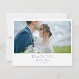Cartão De Agradecimento Elegant Calligraphy Wedding Photo Thank You