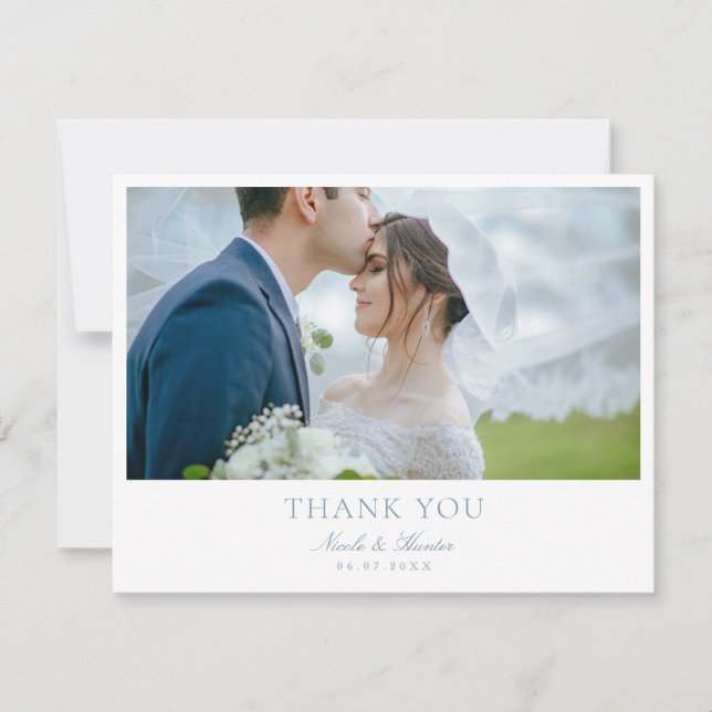 Cartão De Agradecimento Elegant Calligraphy Wedding Photo Thank You (Frente)