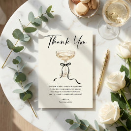 Cartão De Agradecimento Elegant Champagne Coupe Black Bow Bridal Shower