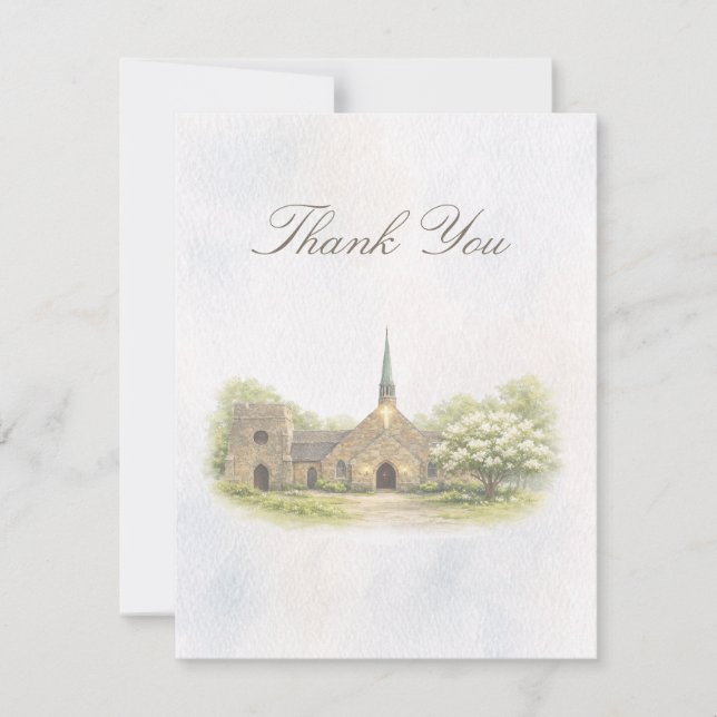 Cartão De Agradecimento Elegant Chapel Wedding Thank You Card (Frente)