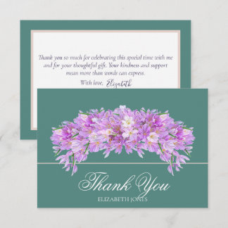 Cartão De Agradecimento Elegant Chic Purple Crocus Bridal Shower Thank You