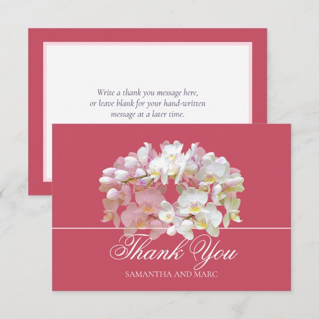 Cartão De Agradecimento Elegant Chic White Orchid Bridal Shower Thank You (Frente/Verso)