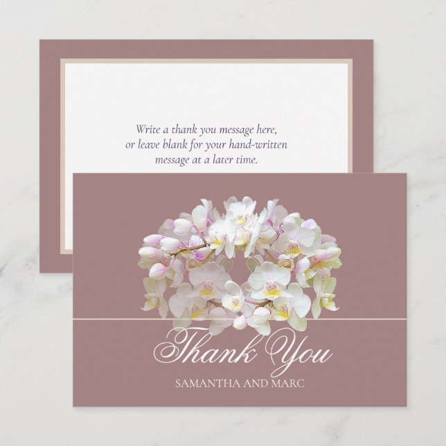 Cartão De Agradecimento Elegant Chic White Orchid Bridal Shower Thank You (Frente/Verso)