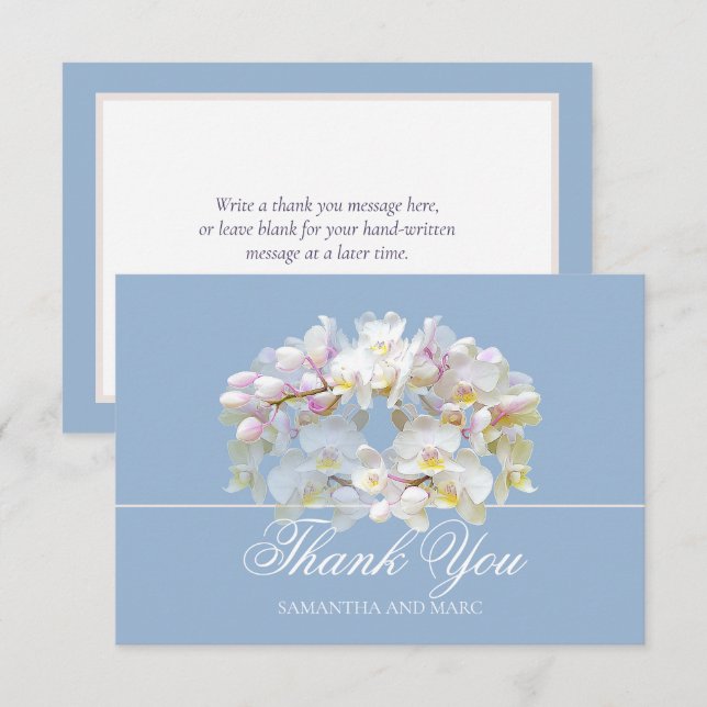 Cartão De Agradecimento Elegant Chic White Orchid Bridal Shower Thank You (Frente/Verso)