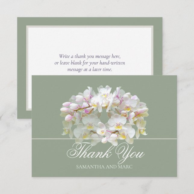 Cartão De Agradecimento Elegant Chic White Orchid Bridal Shower Thank You (Frente/Verso)