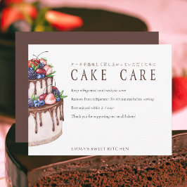 Cartão De Agradecimento Elegant Chocolate Berry Cake Care Instructions