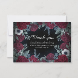 Cartão De Agradecimento Elegant Christmas Winter Floral Wedding Thank You