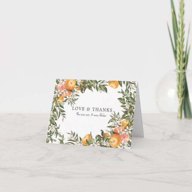 Cartão De Agradecimento Elegant Citrus Orchard Wedding Photo Thank You (Frente)