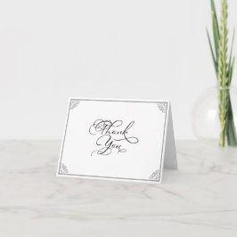 Cartão De Agradecimento Elegant Classic Black & White Calligraphy Wedding