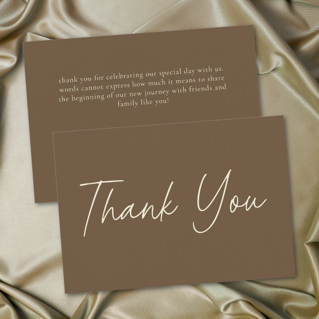 Cartão De Agradecimento Elegant Cocoa Brown Minimalist Wedding (Elegant Cocoa Brown Minimalist Wedding Thank You Card)