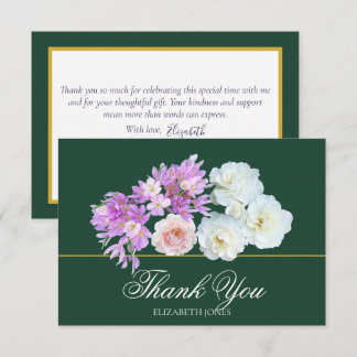 Cartão De Agradecimento Elegant Crocus & Rose Bridal Shower Thank You Card