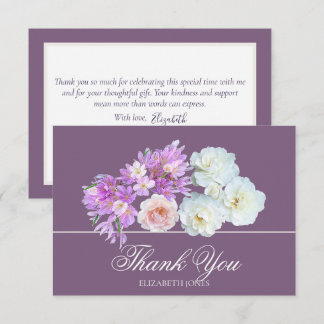 Cartão De Agradecimento Elegant Crocus & Rose Bridal Shower Thank You Card