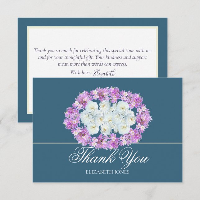 Cartão De Agradecimento Elegant Crocus White Rose Bridal Shower Thank You (Frente/Verso)