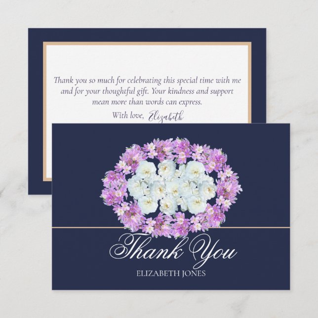 Cartão De Agradecimento Elegant Crocus White Rose Bridal Shower Thank You (Frente/Verso)