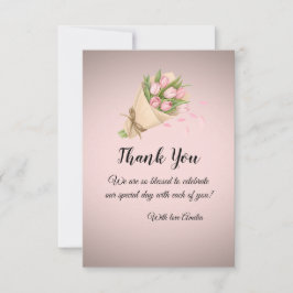 Cartão De Agradecimento Elegant cute Soft PInk Tulips Bouquet Wedding