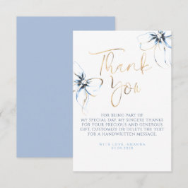 Cartão De Agradecimento Elegant Dusty Blue Bow Bridal Shower Thank You
