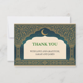 Cartão De Agradecimento Elegant Emerald & Gold Ornate Arch Thank You Card