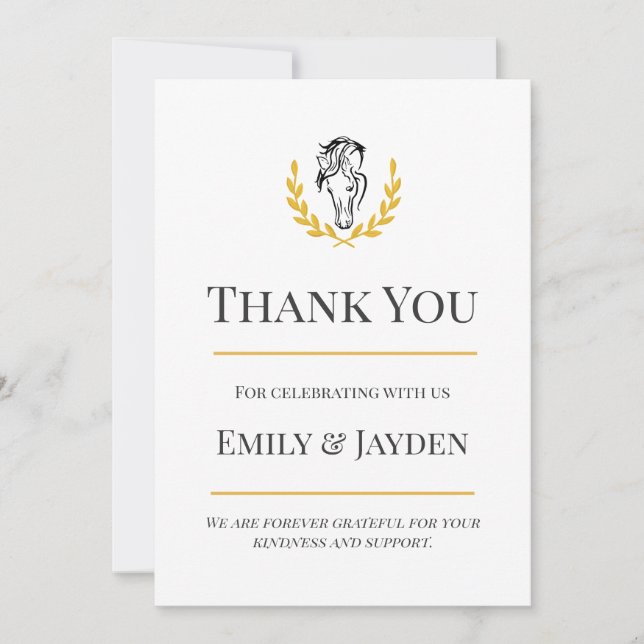Cartão De Agradecimento Elegant Equestrian Flat Thank You Card (Frente)