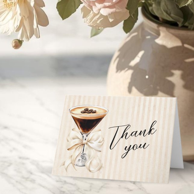 Cartão De Agradecimento Elegant Espresso Martini Folded Thank You Card (A tini bit older Espresso martini  Birthday thank you card)