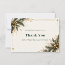 Elegant Evergreen Gold Christmas Thank You Card
