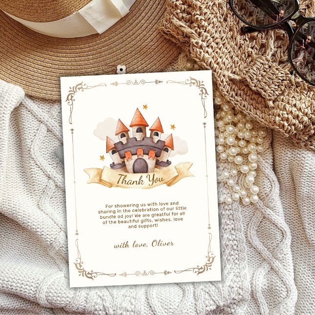Cartão De Agradecimento Elegant Fairytale Prince Castle Baby Shower  (Elegant Fairytale Prince Castle Baby Shower Thank You Card)