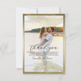 Cartão De Agradecimento Elegant Feather Photo Thank You Card  Luxury Event