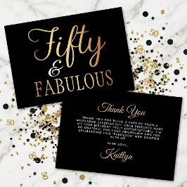 Cartão De Agradecimento Elegant Fifty and Fabulous! 50th Birthday Party