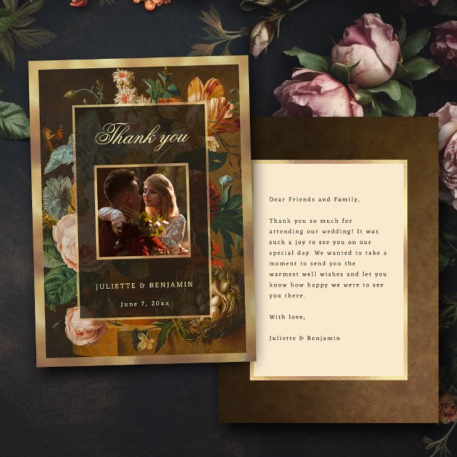 Cartão De Agradecimento Elegant Fine Art Floral Still Life Wedding (Criador carregado)