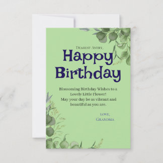 Cartão De Agradecimento Elegant Floral birthday Card with Personalized Me