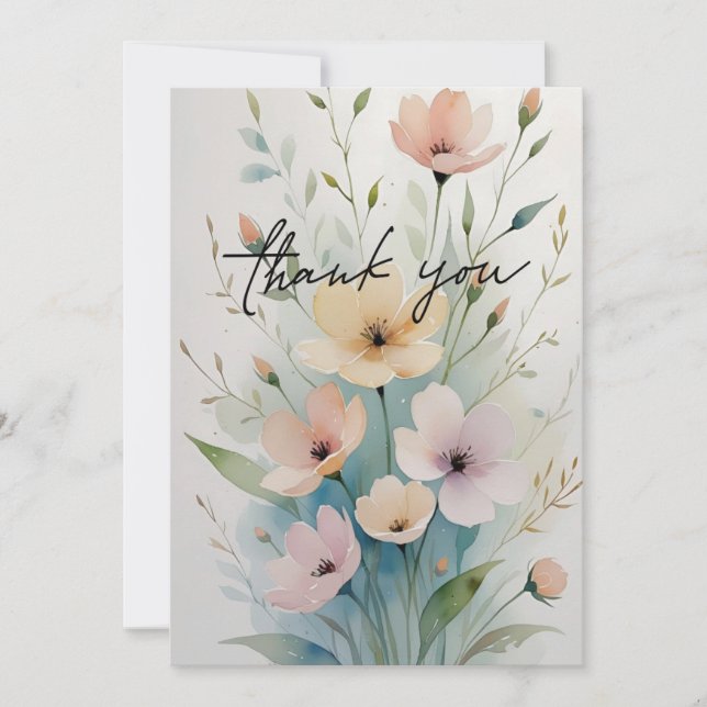 Cartão De Agradecimento Elegant Floral Thank You Card (Frente)