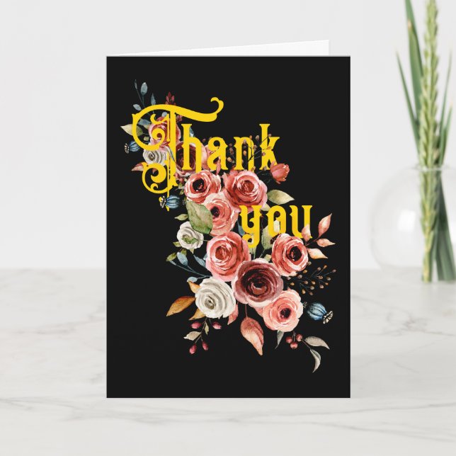 Cartão De Agradecimento Elegant Floral Thank You Card with Custom Photo (Frente)