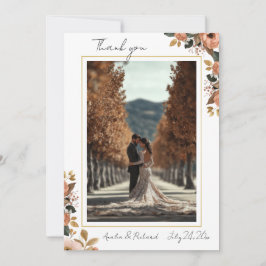 Cartão De Agradecimento Elegant Floral Wedding Thank You Card 