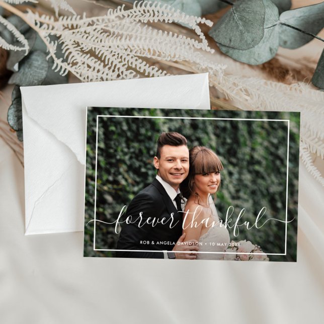 Cartão De Agradecimento elegant frame wedding photo thank you card (Criador carregado)