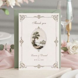 Cartão De Agradecimento Elegant French Vintage Chateau Wedding