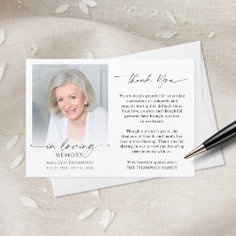 Cartão De Agradecimento Elegant Funeral Memorial Photo In Loving Memory