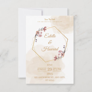 Cartão De Agradecimento Elegant Geometric Floral Save The Date Card