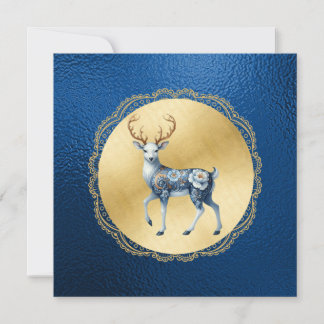 Cartão De Agradecimento Elegant Gold and Blue Christmas Thank You Note