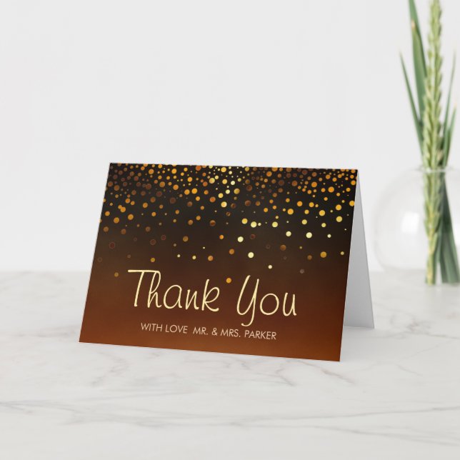 Cartão De Agradecimento Elegant Gold Foil Sunset Clouds Thank You (Frente)