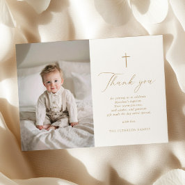 Cartão De Agradecimento Elegant Gold Script Baptism Flat Thank You Card
