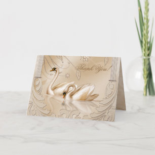 Cartão De Agradecimento Elegant Golden Swans Formal Thank You Card