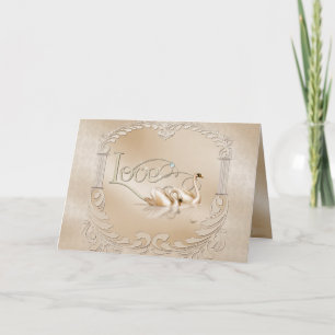Cartão De Agradecimento Elegant Golden Swans Thank You Card