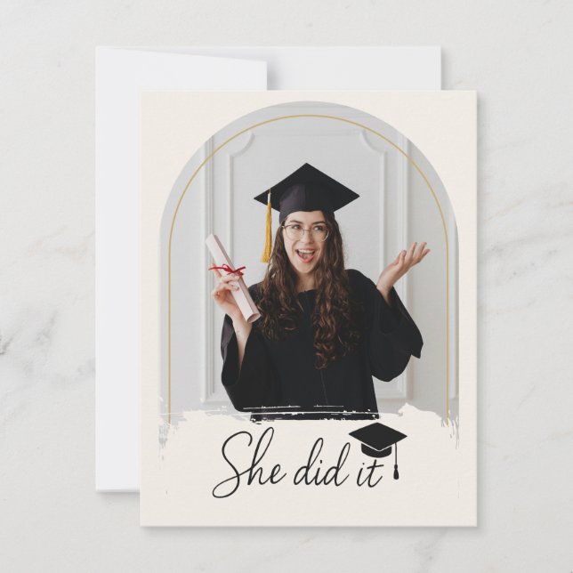 Cartão De Agradecimento Elegant Graduation | Modern Grad Thank You Card (Frente)
