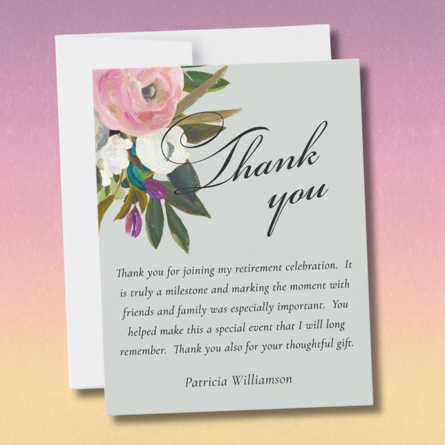 Cartão De Agradecimento Elegant Handpainted Floral Budget Retirement (Criador carregado)