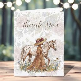 Cartão De Agradecimento Elegant Horse Lover Birthday 