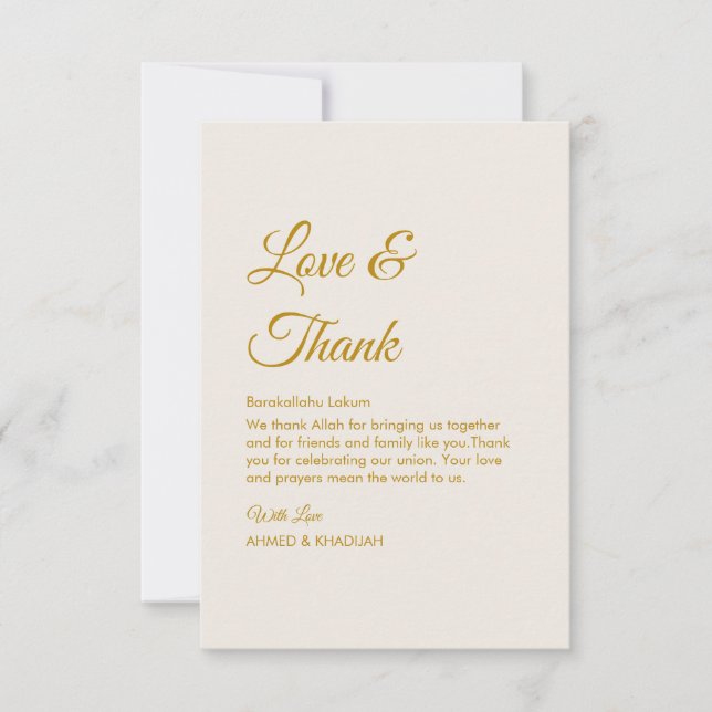 Cartão De Agradecimento Elegant Islamic Wedding Thank You Card (Frente)