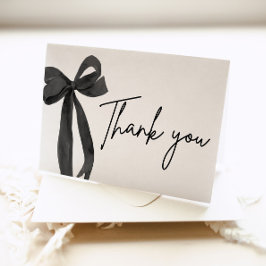 Cartão De Agradecimento Elegant Laço Preto Moderno Ela Está Casando