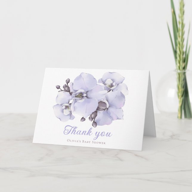 Cartão De Agradecimento Elegant Lavender Orchid Baby Shower Thank You Card (Frente)