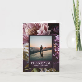 Cartão De Agradecimento Elegant Maximalist Purple Floral Wedding