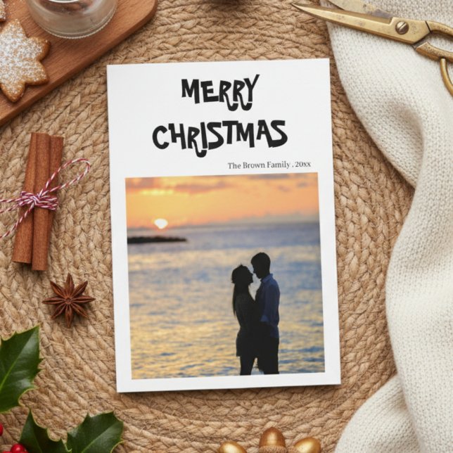 Cartão De Agradecimento Elegant Merry Christmas Card | Festive Holiday  (Criador carregado)