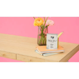 Cartão De Agradecimento Elegant Minimalist Flower With Photo